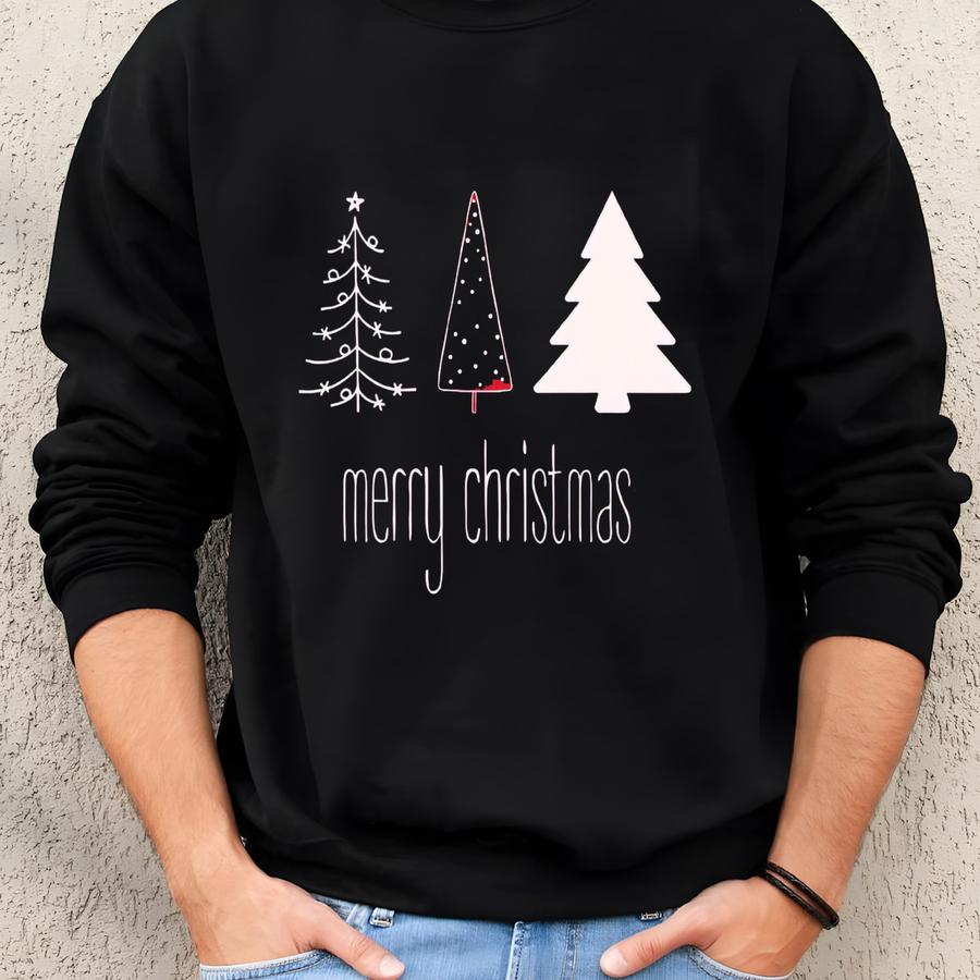 Merry Christmas Tree Sweatshirt: Holiday Winter Tee Sweatshirt