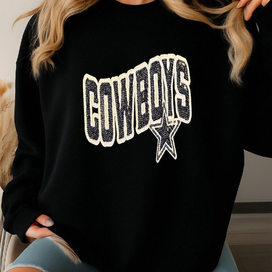 Cowboys Sweatshirt Sequin Patch Sweatshirt