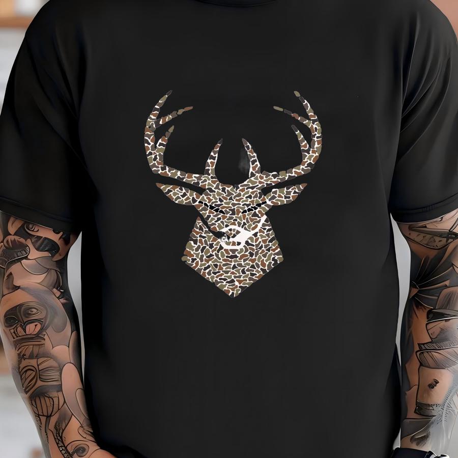Custom Camo Deer Shirt: Ring-spun Cotton Hunting Tee T-shirt