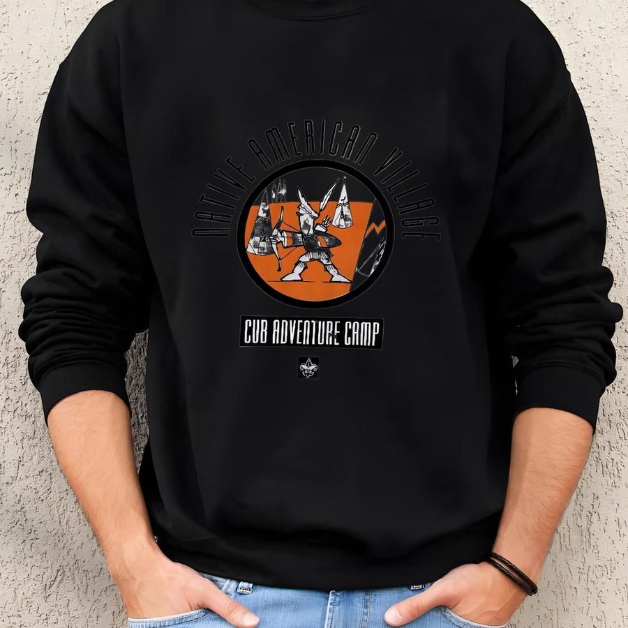 Distressed Vtg Native American Village Cub Adventure Camp T-shirt Youth 14-16 Sweatshirt