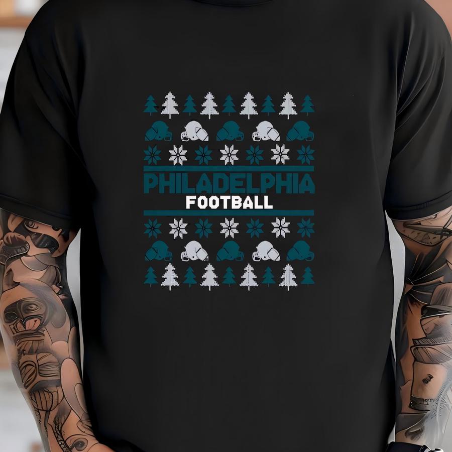 Philadelphia Football Ugly Pattern Christmas Unisex Sweatshirt, Philadelphia Football Team Retro Hoodie, Football Mom Shirt, Christmas Gifts T-shirt