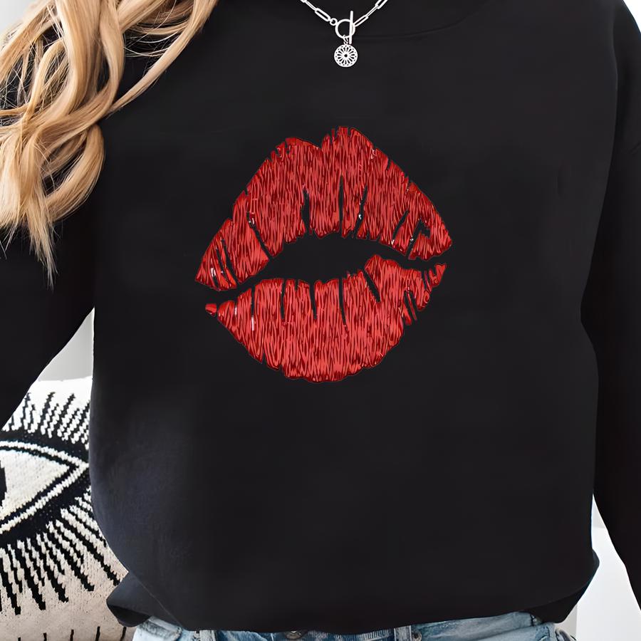Mini Red Lips Machine Y Designs, Kiss Y Pattern, Y Files, Love Y, Y, Digital Download Sweatshirt
