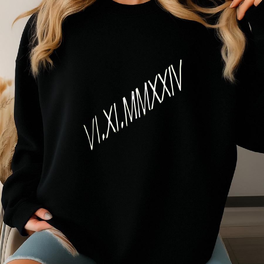 Personalized Anniversary Date Matching Crewneck Sweatshirt, Roman Numeral Custom Date Couple Shirt With Love You On Sve Sweatshirt