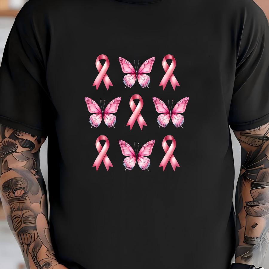 Pink Ribbons Shirt, Breast Cancer Pink Bow Tee, Breast Cancer Awareness T Shirt, Mother’s Day Shirts, Coquette Bow Tees, Cancer Disease Tee T-shirt