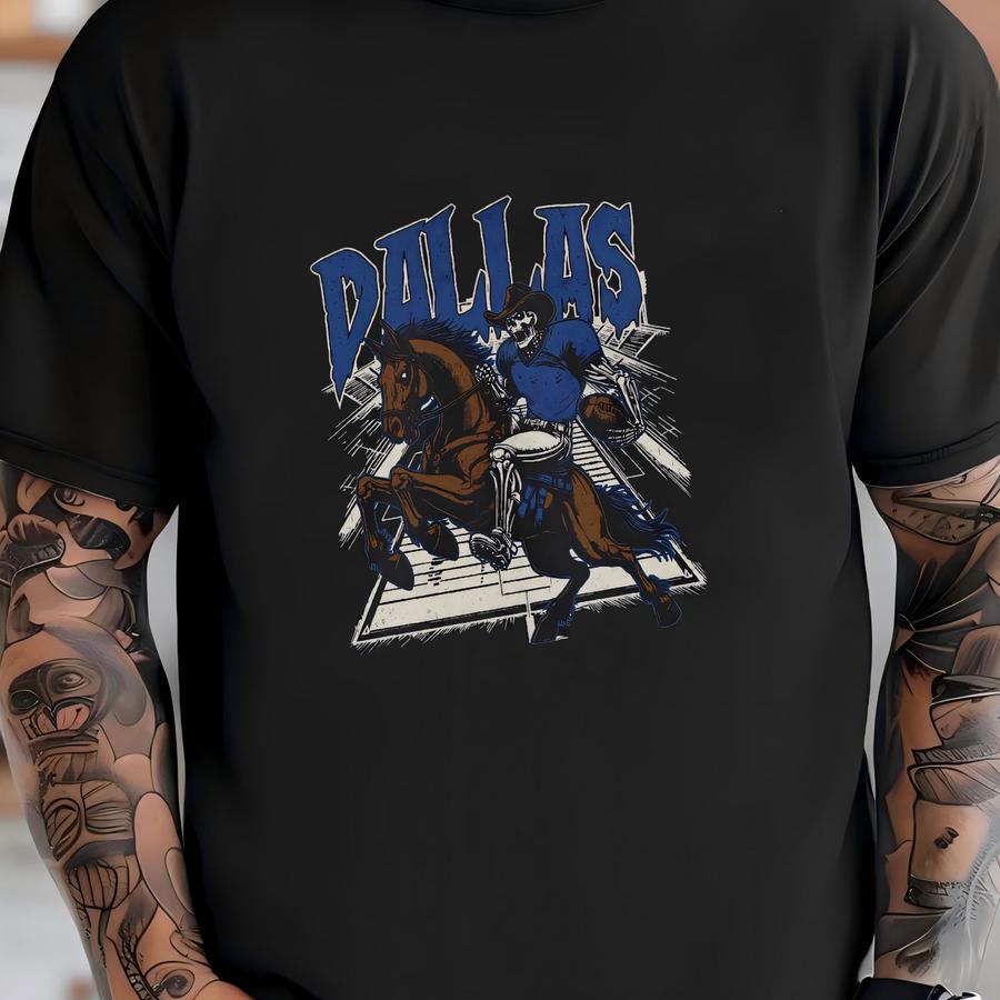 Football Sweatshirt - Graphic Crewnecks - Skeleton - Gift Shirt - Bootleg Shirt - Vintage - Skeleton Football Crewnecks - Cowboys T-shirt