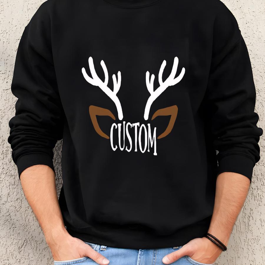 Personalized Reindeer Family Christmas Shirt: Custom Name Tee Sweatshirt