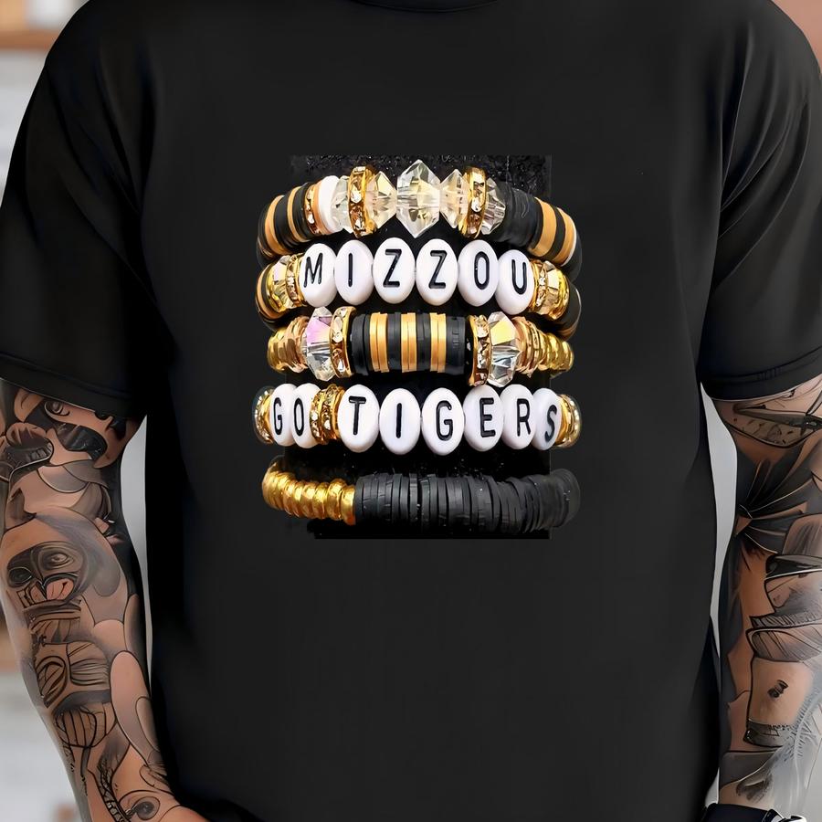 Full Stack Mizzou Tigers Inspired Heishi Friendship Stacking Bracelets Missouri T-shirt