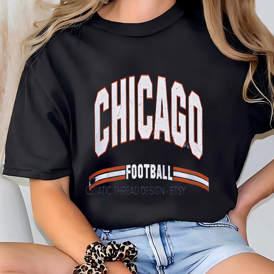 Vintage Chicago Football Shirt, Long Sve, Distressed Chicago Football Hoodie, ®, Chicago Football Apparel, For Women Men T-shirt