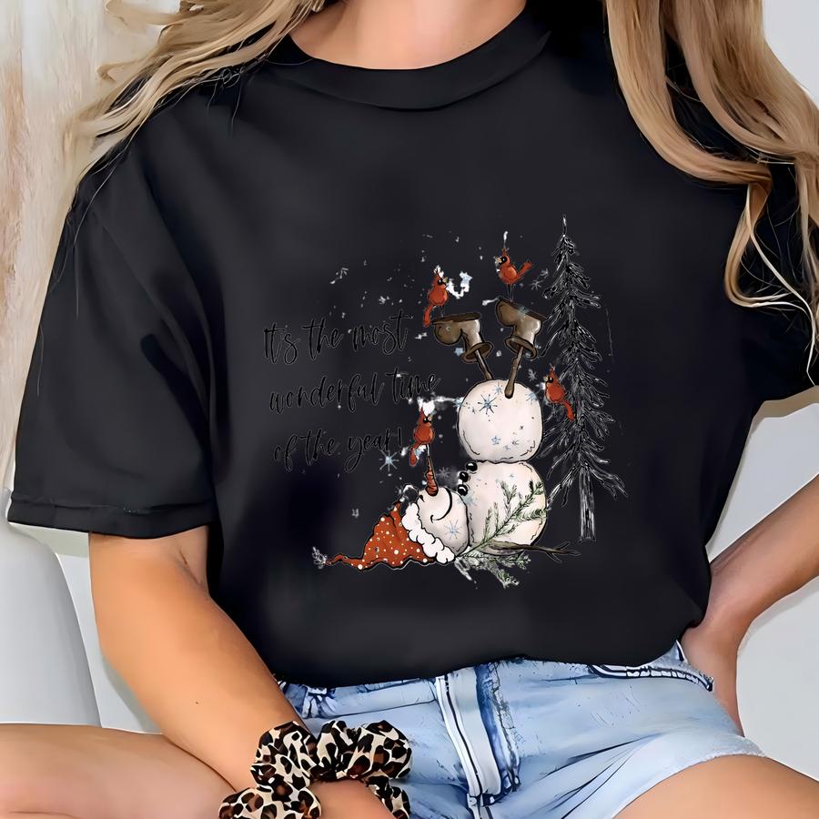 Snowman Shirt, Christmas Sweatshirt, It's The Most Wonderful Time Of The Year, Christmas Shirt, Christmas Shirt For Women, Christmas Sweater T-shirt