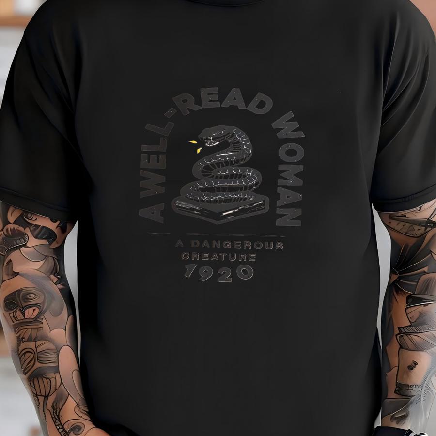 Well Read Woman Tote, Bookish Tote, Book Tee, Snake Librarian Tee, Reading Tee, Gift For Book Lover, Cotton Tote T-shirt