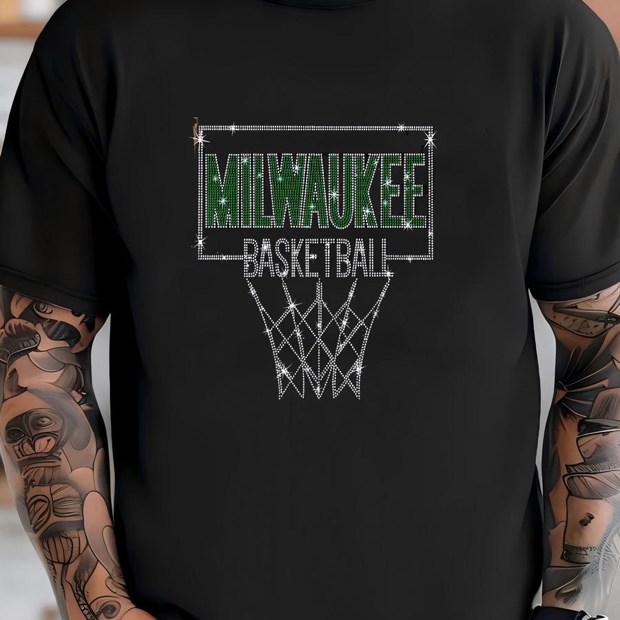 Milwaukee Rhinestone Basketball Shirt: Vintage-style Retro Tee T-shirt