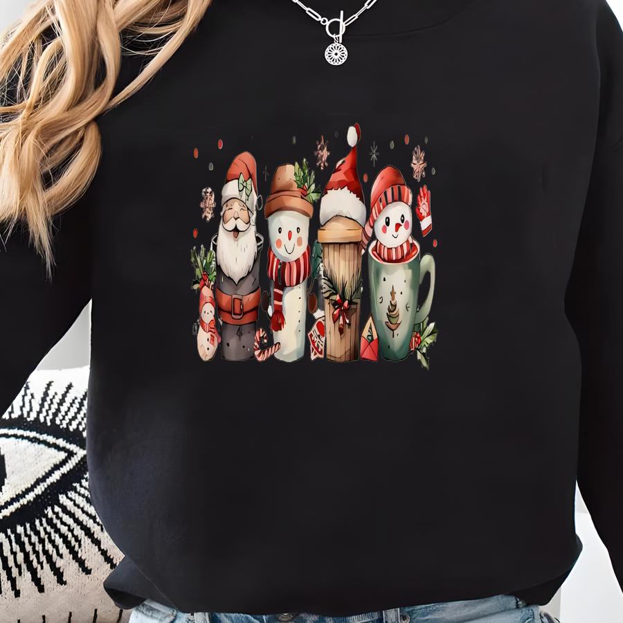 Cute Christmas Coffee Romper Sweatshirt, Santa Snowman Baby Bodysuit, Festive Newborn Outfit, Tis The Season Baby, Holiday Baby Shower Gift Sweatshirt