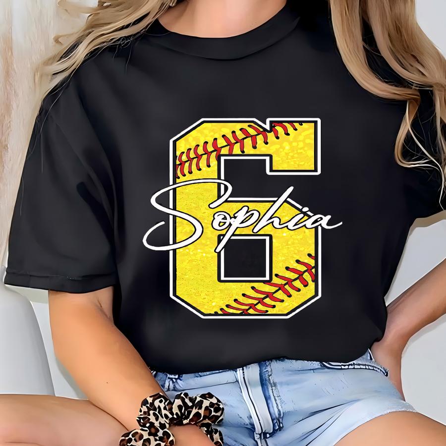 Personalized Softball Mom Sweatshirt, Custom Name And Number Softball Mom Sweater, Customized Softball Mom Hoodie, Softball Mama Sweatshirt T-shirt