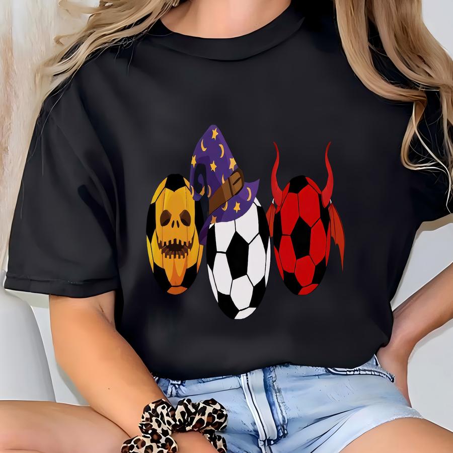 Soccer Balls Halloween Shirt, Long Sve, Sweatshirt, Tank Top, Hoodie, Gift, Soccer Player, Soccer Dad, Soccer Cheer T-shirt