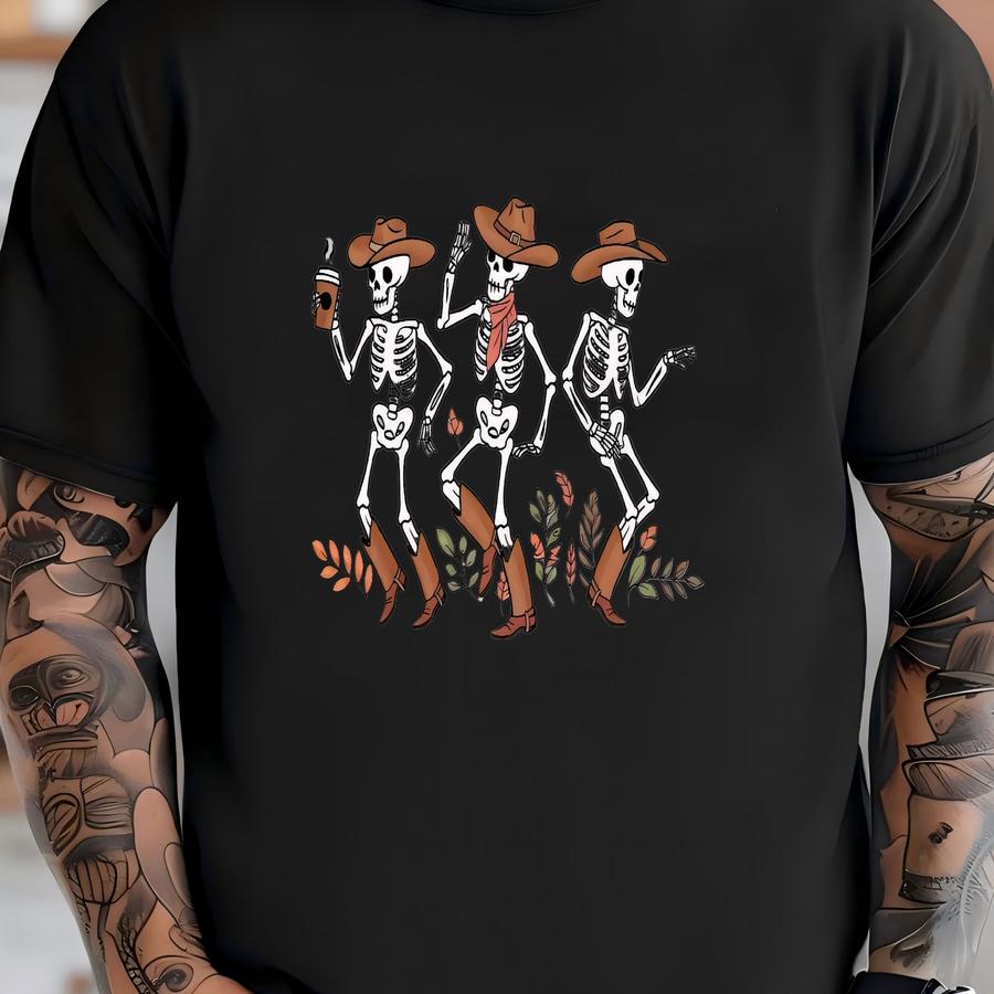 Fall Western Crewneck, Skeleton Shirt, Halloween Crewneck, Fall Vibes, Cowgirl Sweatshirt, Western Shirt, Western Graphic Tee, Fall Sweater T-shirt