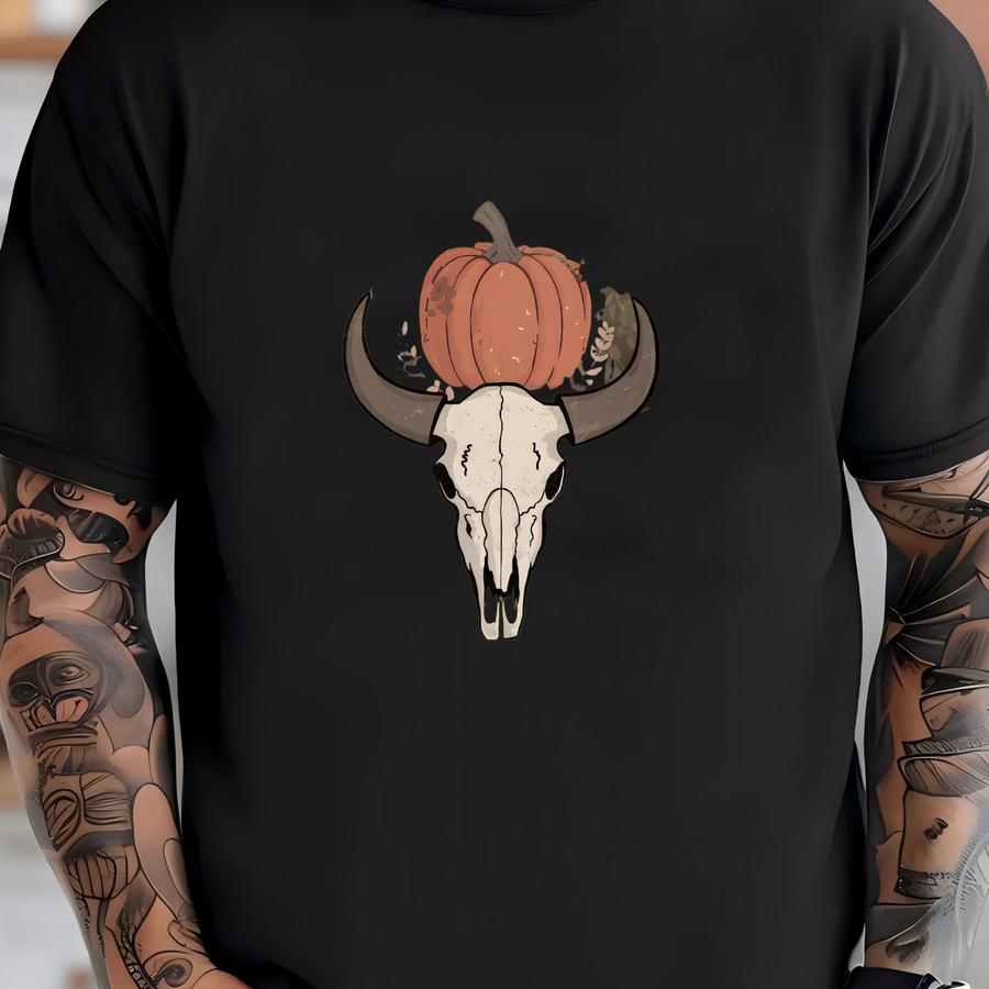 Fall Western Sweatshirt, Howdy Pumpkin, Fall Vibes, Buffalo Skull, Cowgirl Sweatshirt, Western Shirt, Western Graphic Tee, Fall Sweatshirt T-shirt