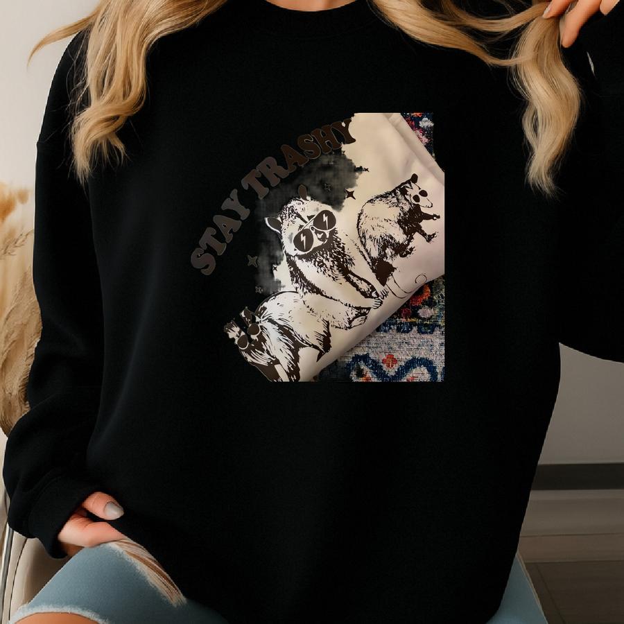 Stay Trashy Raccoons T-shirt, Gildan Crewneck, Fall Apparel, Gildan T-shirt, Cc T-shirt Sweatshirt