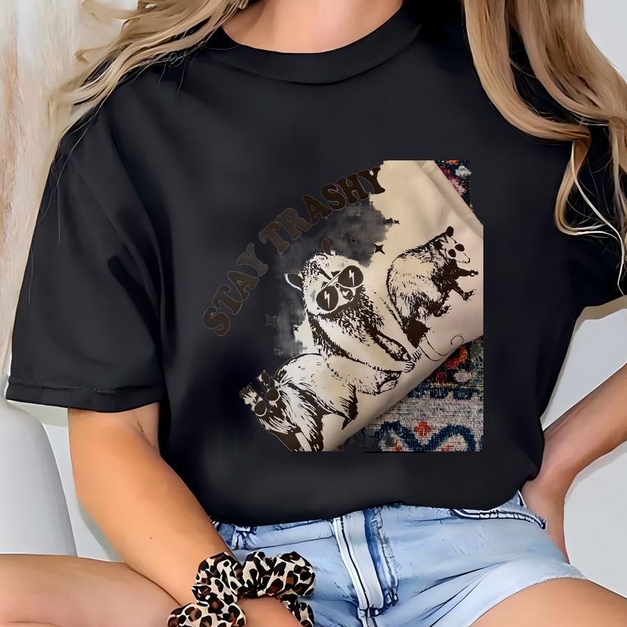 Stay Trashy Raccoons Hoodie, Gildan Crewneck, Fall Apparel, Gildan Hoodie, Cc Hoodie T-shirt