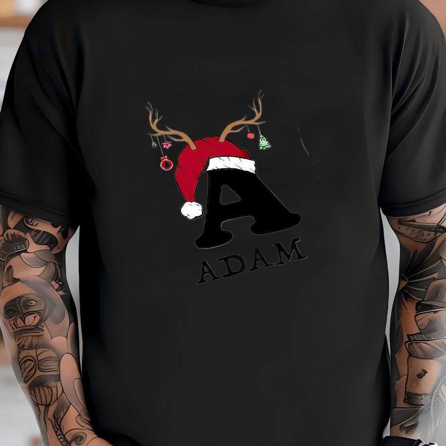 Family Christmas Name Sweatshirt, Gift Christmas Custom Name Initial Pocket Hoodie, Monogrammed Family Xmas Sweater, Personalized Family Tee T-shirt