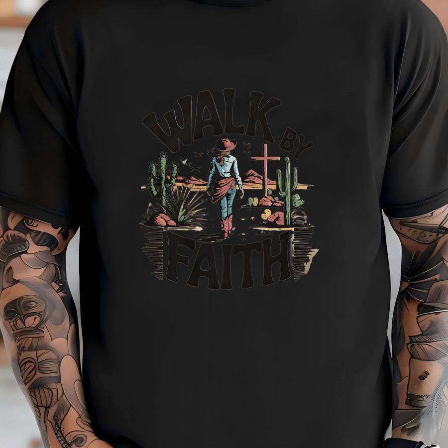Walk By Faith Western Christian Crewneck, Western Christian Sweater, Bible Verse Hoodie, Religious Shirt, Faith Women Hoodie T-shirt