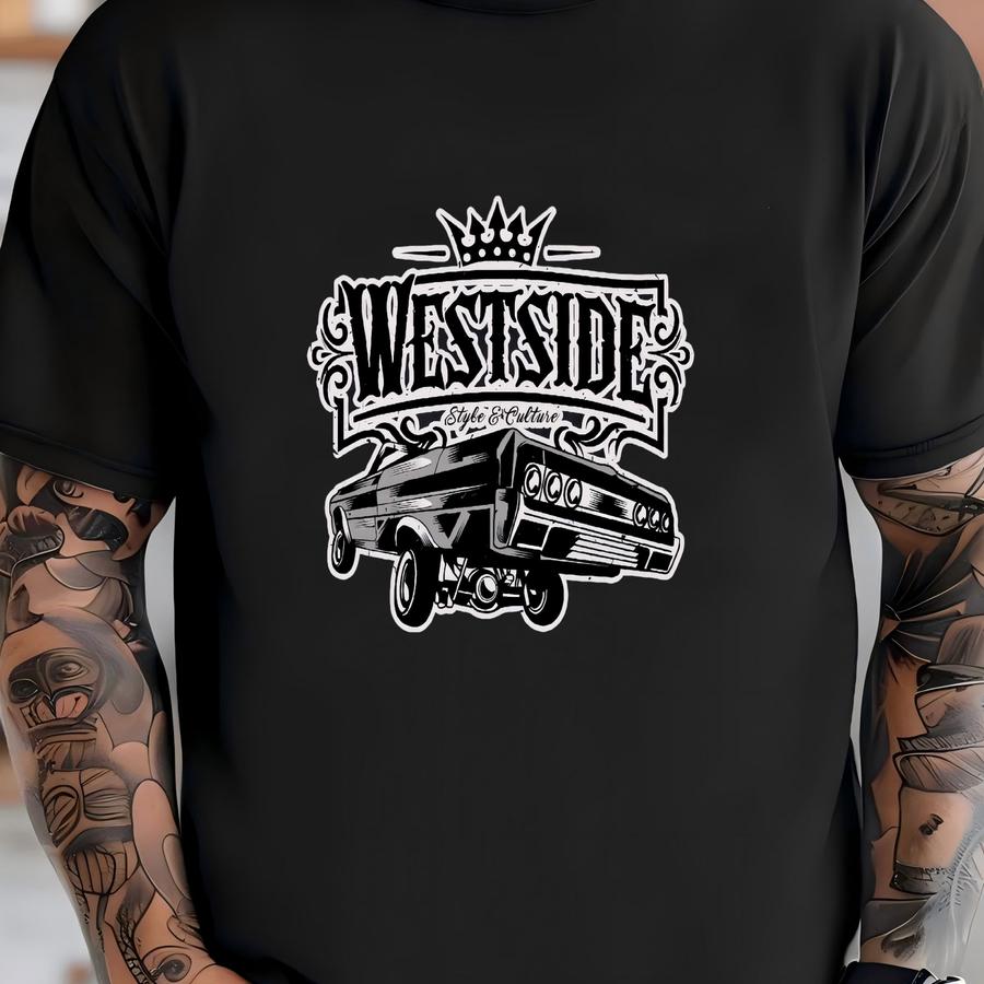 Westside Lowrider Tee, Unisex Adult Hoodie, Gangsta West Hip Hop, Tattoo Ink Style, Urban Street Rap Culture - Old School T-shirt