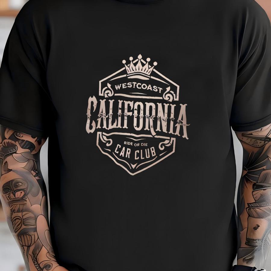 California Car Club Tee, Vintage West Street Style, Unisex Adult Hoodie - Car And Auto Enthusiast- Westside - Free Shipping! T-shirt