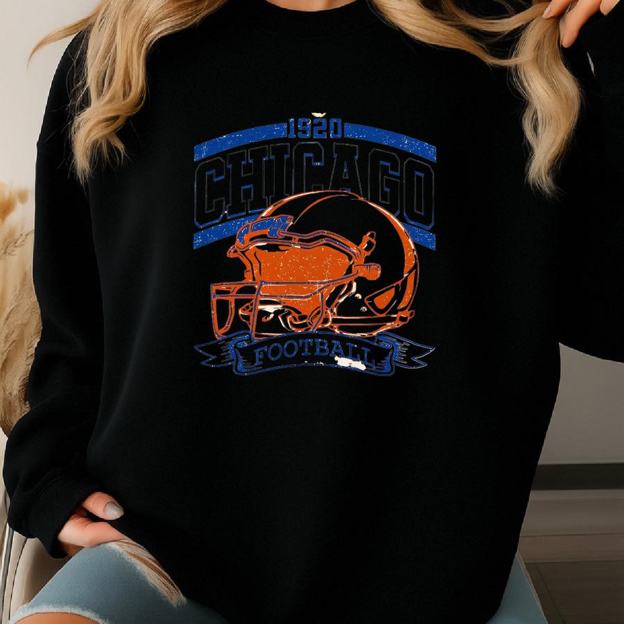 Vintage 90s Style Chicago Football Sweatshirt, Game Day Shirt, Chicago Team Football Shirt, Sunday Chicago, Sport Shirt, Chicago Football Sweatshirt