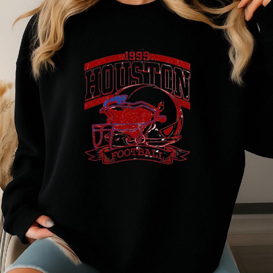 Vintage 90s Style Houston Football Sweatshirt, Game Day Shirt, Houston Team Football Shirt, Sunday Houston, Houston Football Sweatshirt