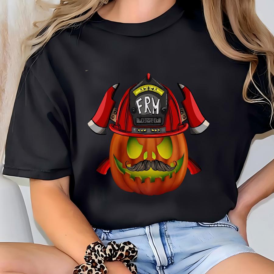 Firefighter Halloween Shirt, Long Sve, Sweatshirt, Tank Top, Hoodie, Gift, Frm Fireman Pumpkin Spooky Season T-shirt