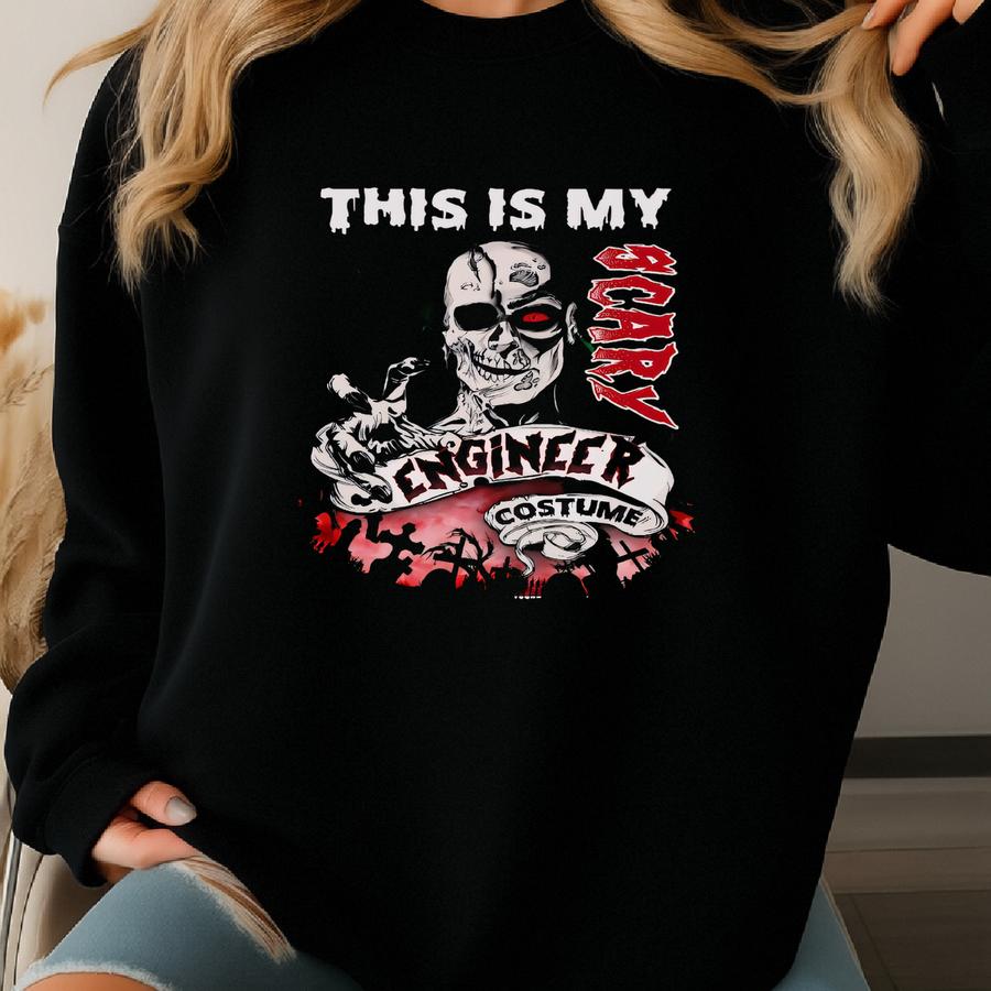 Engineer Halloween Shirt, Long Sve, Sweatshirt, Tank Top, Hoodie, Gift, Scary Engineer Costume, Electric Engineer Sweatshirt