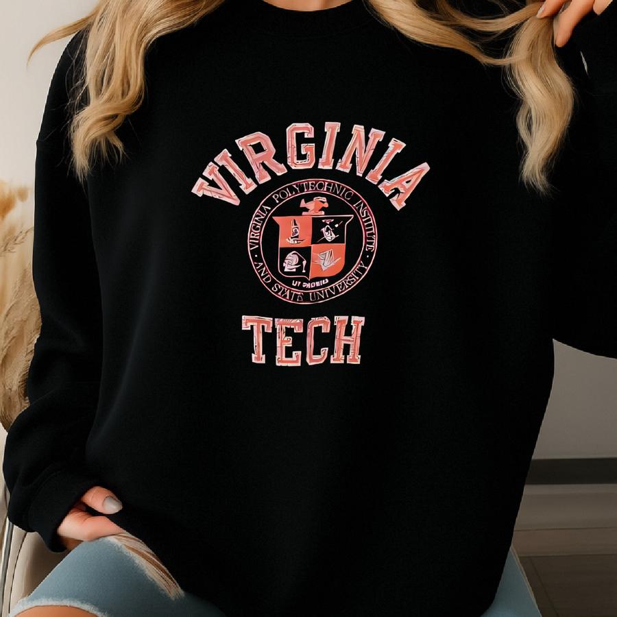 Vintage Virginia Tech Polytechnic Institute And State University Sweatshirt Sweater Pullover Jumper Long Sve Shirt 90s Medium Size Maroon Sweatshirt