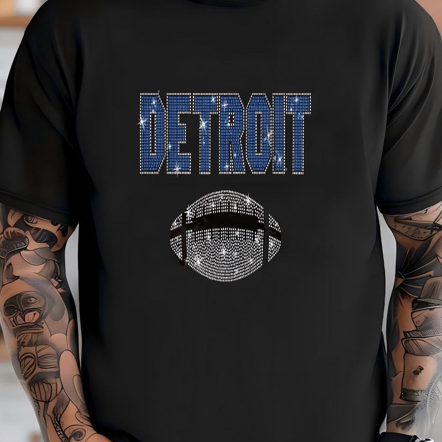 Detroit Football Rhinestone Shirt: Game Day Sparkle Tee T-shirt