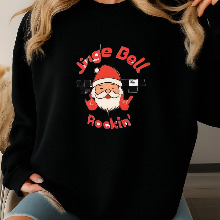 Jingle Bell Rockin' Youth Crewneck Sweatshirt; Jingle Bell Rockin' Kids Christmas Shirt Sweatshirt