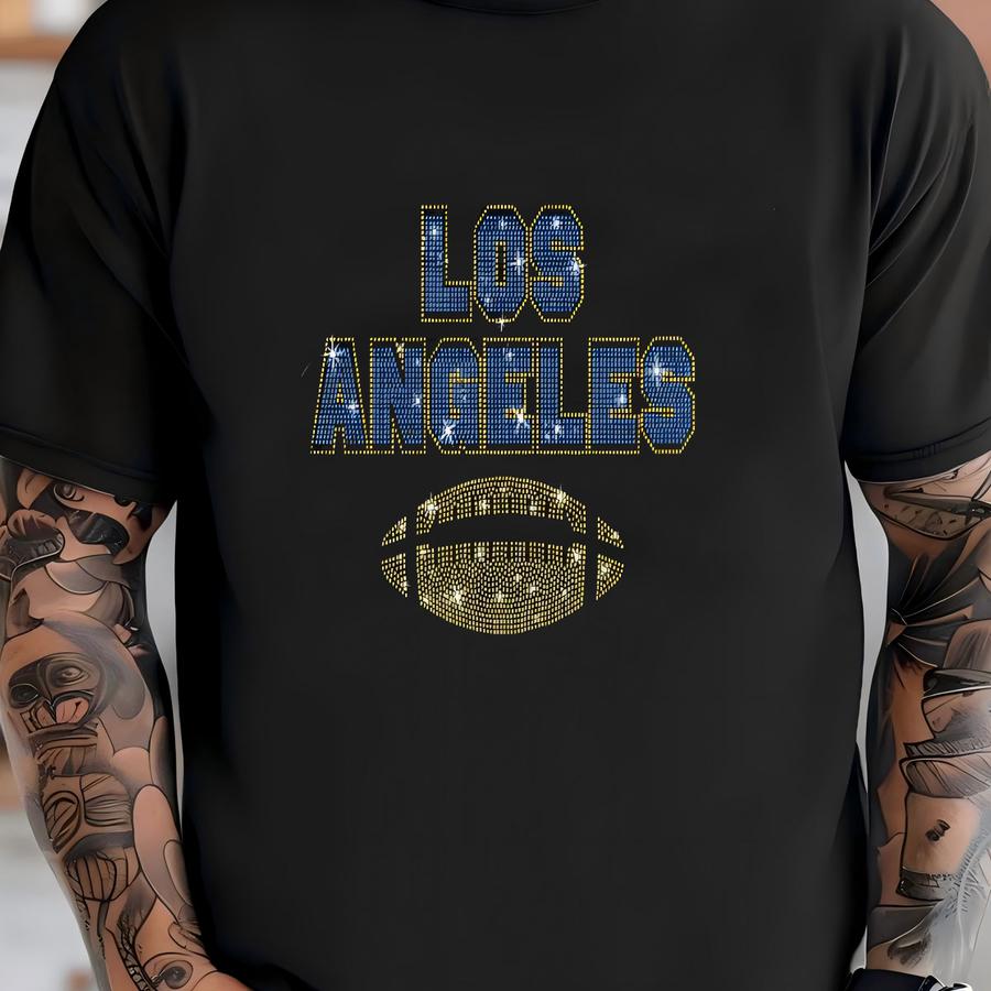 Los Angeles Rhinestone Football Shirt: Game Day Tailgate Outfit T-shirt