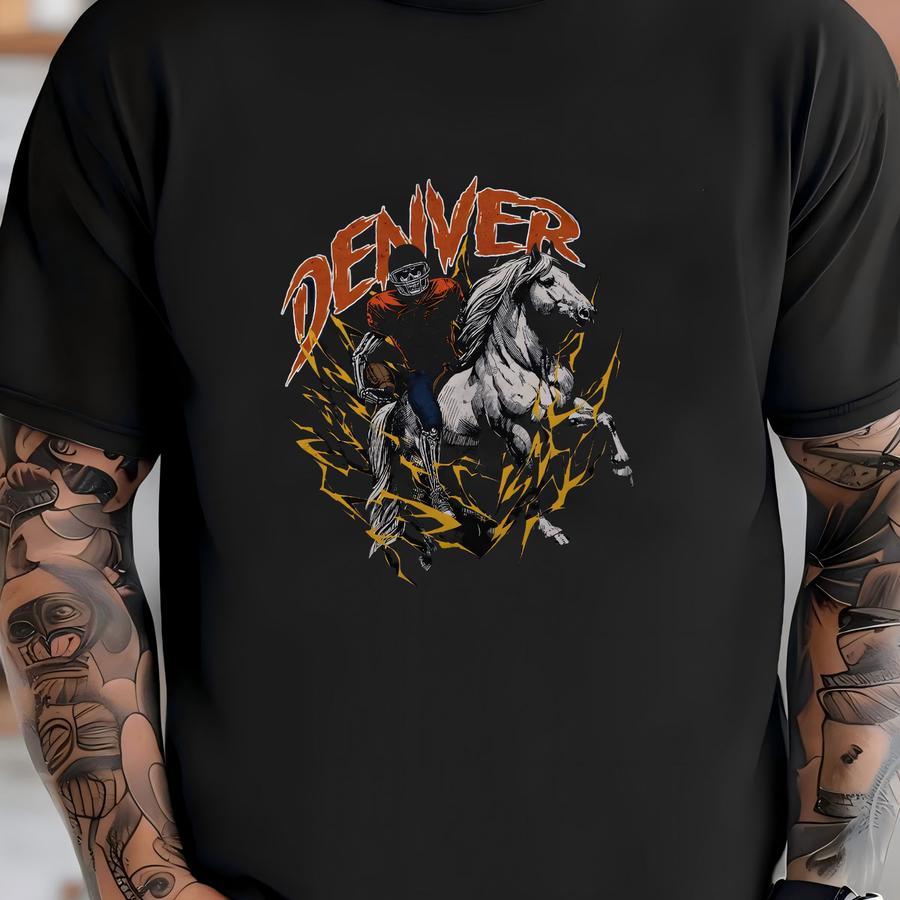Denver Football Shirt - Graphic Tees - Skeleton Shirt - Merch Tee - Gift Shirt - Bootleg Shirt - Vintage - Skeleton Shirt - Broncos T-shirt