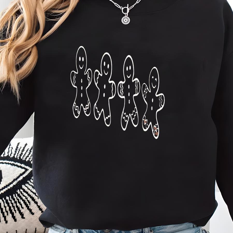 Christmas Gingerbread Cookies Shirt : Festive Holiday Outfit, Womens Xmas Graphic Tee Sweatshirt