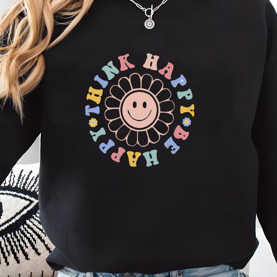 Think Happy Be Happy Face Toddler Shirt, Cute Kids Tee, Baby ®, Natural Shirt For Baby, Toddler, Youth, Kids Sweatshirt