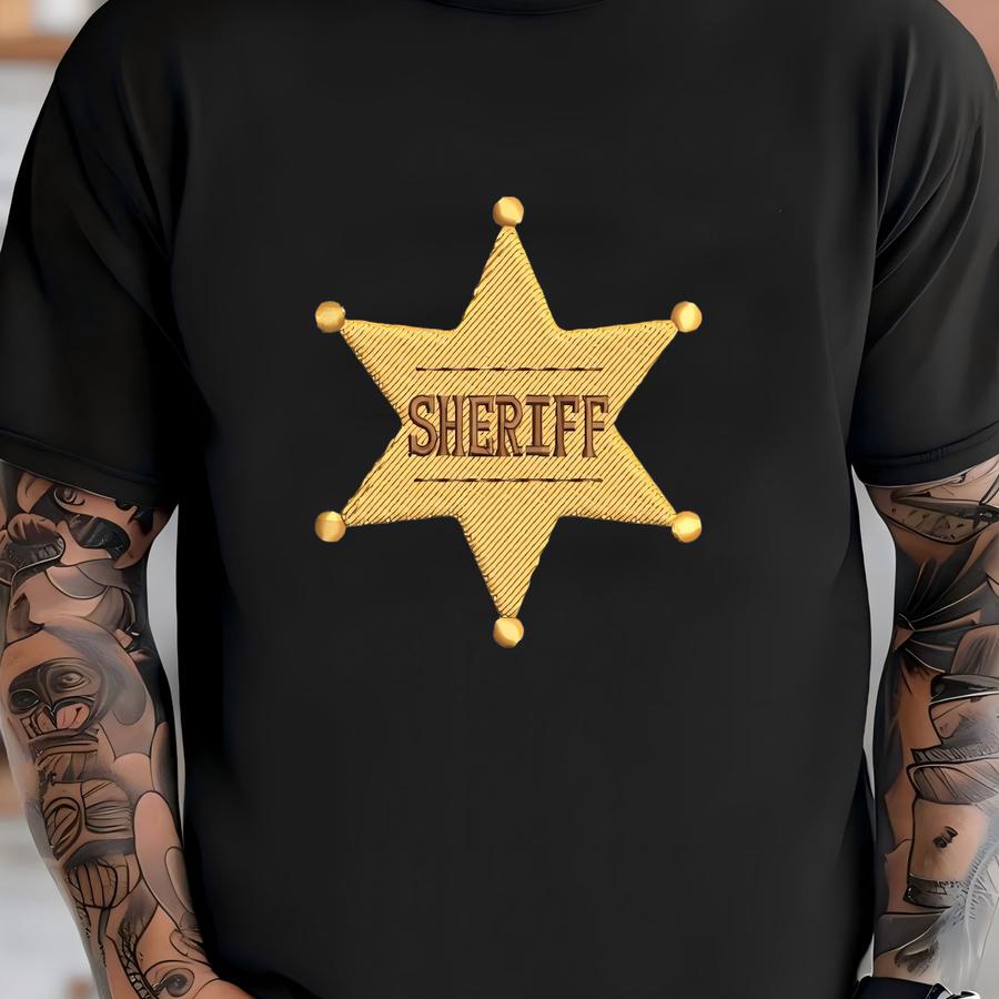 Mini Sheriff Badge Machine Y Designs, Cowboy Wild West Y Pattern, Mini Deputy Badge Y Files, Digital Download T-shirt