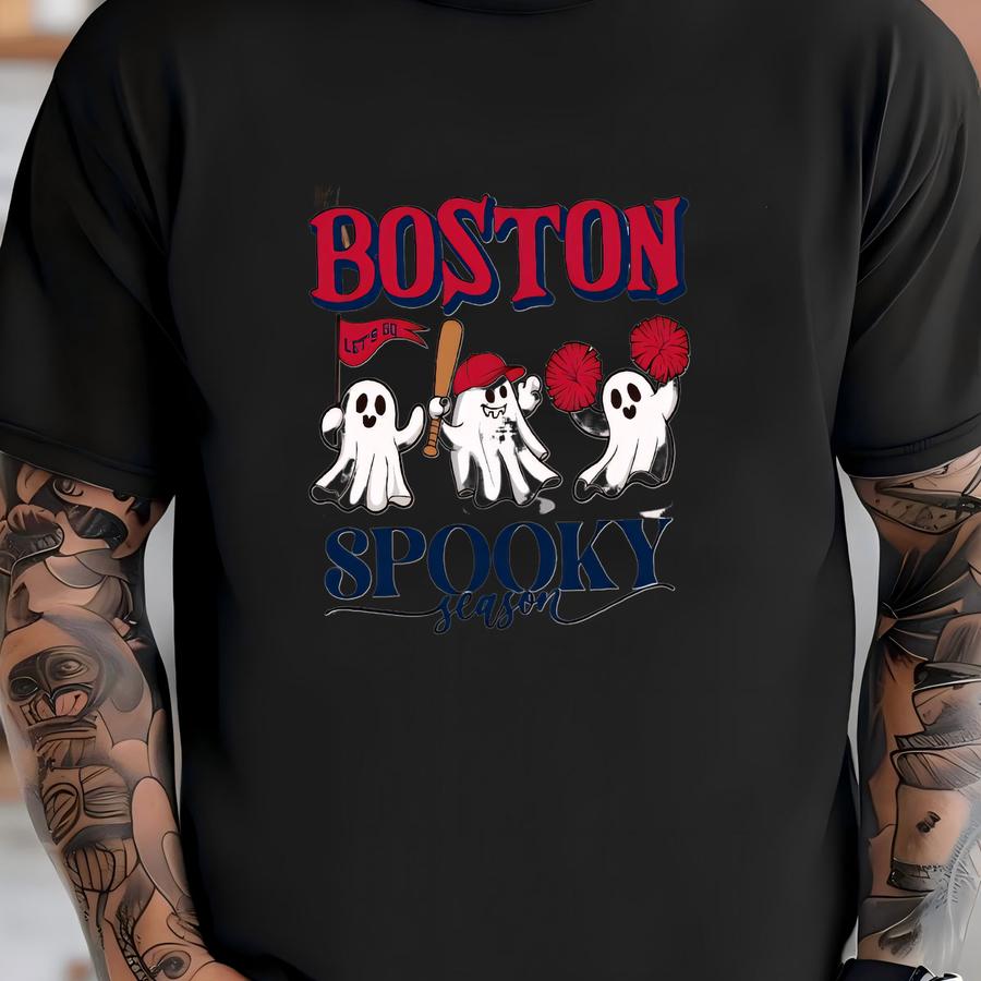 Boston Baseball Spooky Season Cute Ghost Vintage Sweatshirt, Boston Baseball Red Team Retro 90s Hoodie, Baseball Mom Shirt, Gift For Mom T-shirt