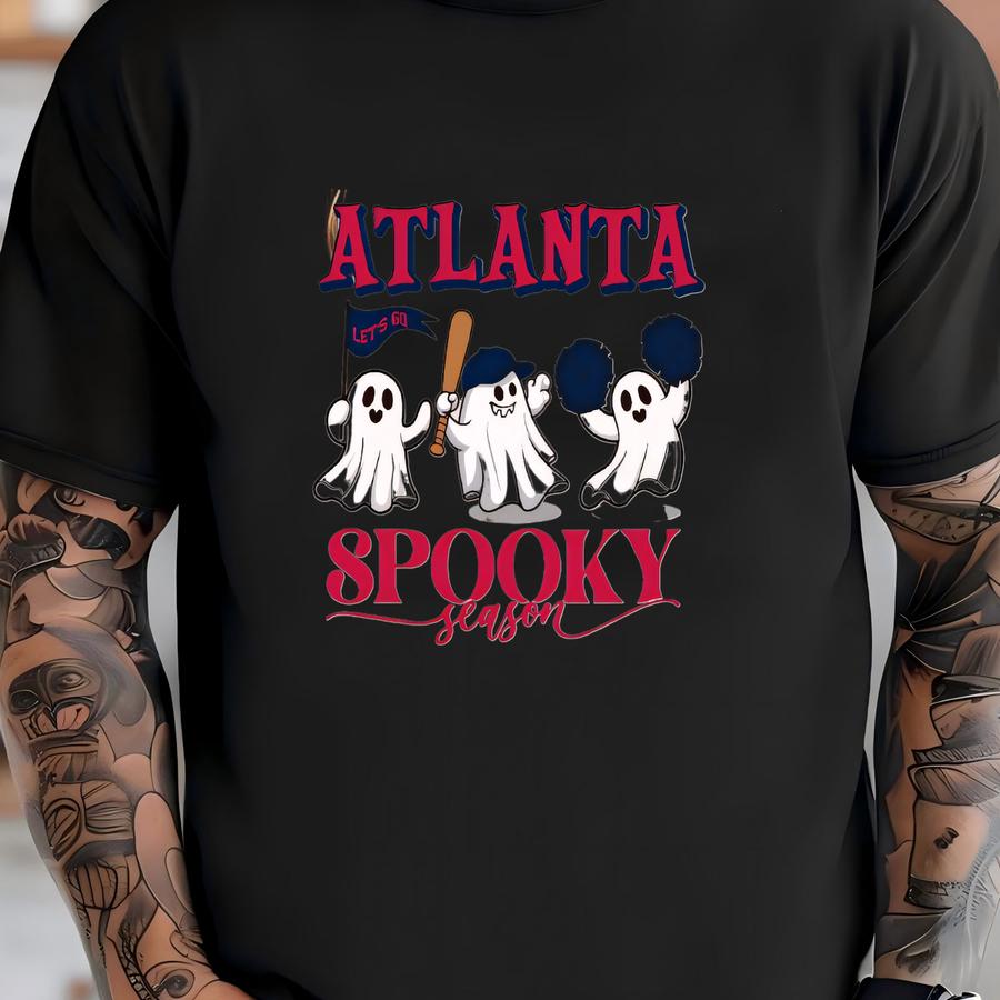 Atlanta Baseball Spooky Season Cute Ghost Vintage Sweatshirt, Lets Go Atlanta Baseball Team Retro Hoodie, Baseball Mom Shirt, For Her T-shirt