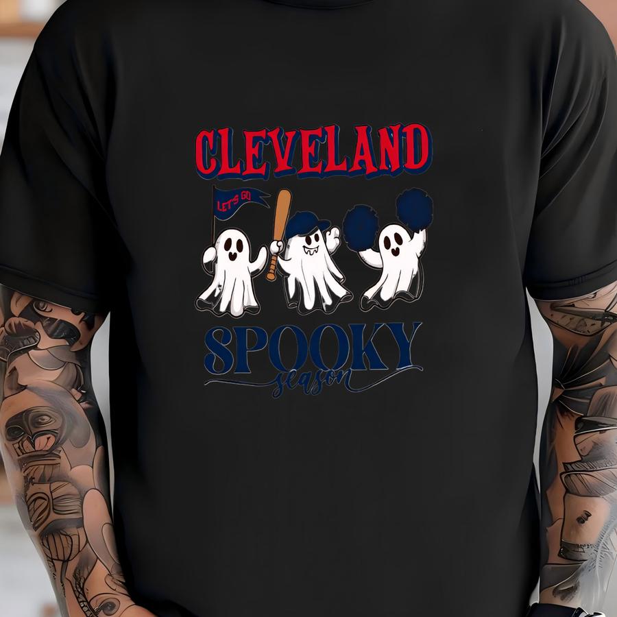 Cleveland Baseball Spooky Season Cute Ghost Vintage Sweatshirt, Cleveland Baseball Team Retro 90s Hoodie, Baseball Mom Sweatshirt, For Her T-shirt