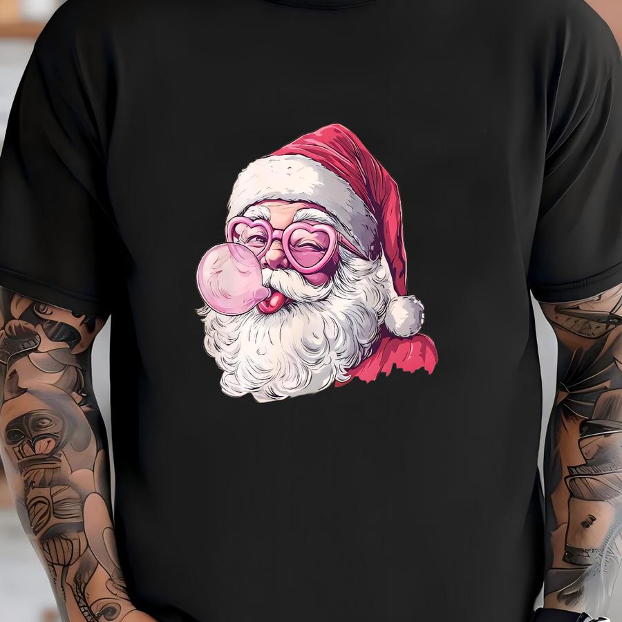 Retro Santa Christmas Blowing Bubble Sweatshirt, Christmas Bubble Gum Shirt, Retro Christmas Sweater, Christmas Santa Sweatshirt -cc005 T-shirt