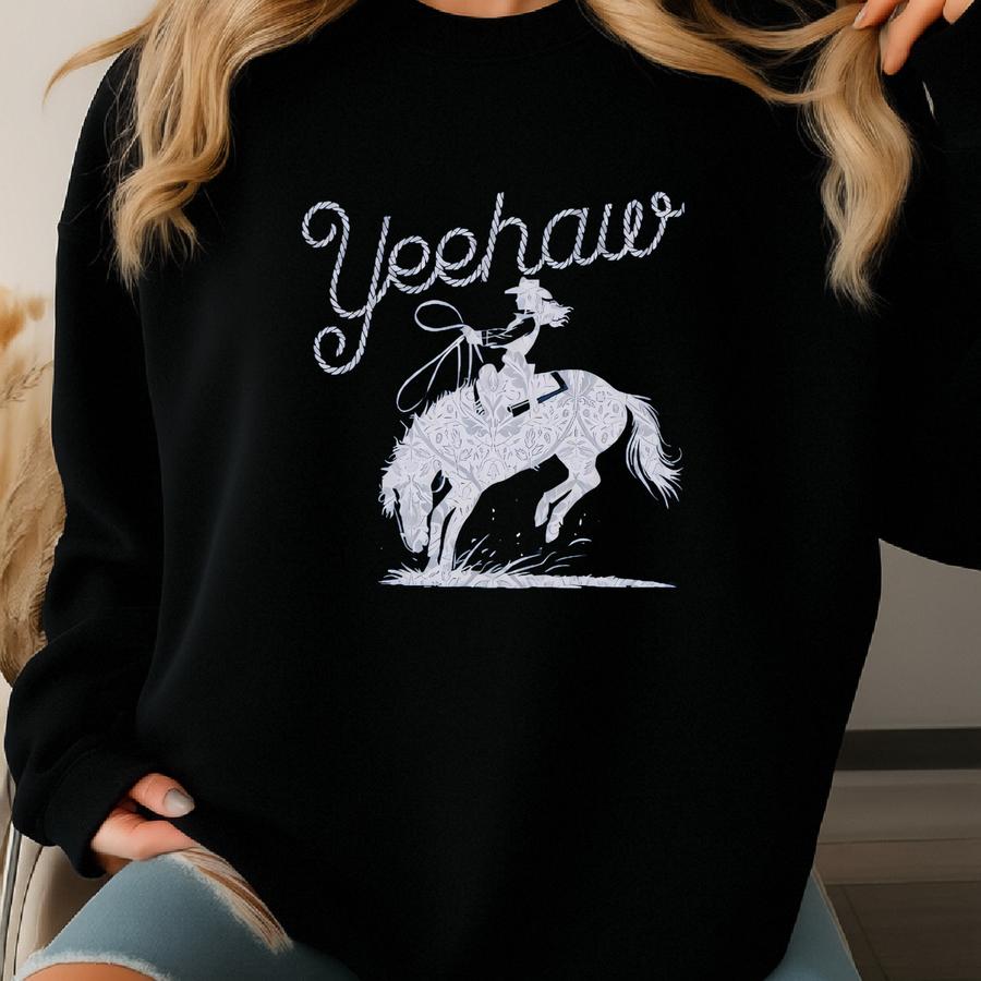 Yeehaw Cowgirl Sweatshirt, Western Sweatshirt, Western Graphic Tee, Cowgirl Aesthetic Crewneck, Cowgirl Era, Gift For Cowgirl Sweatshirt