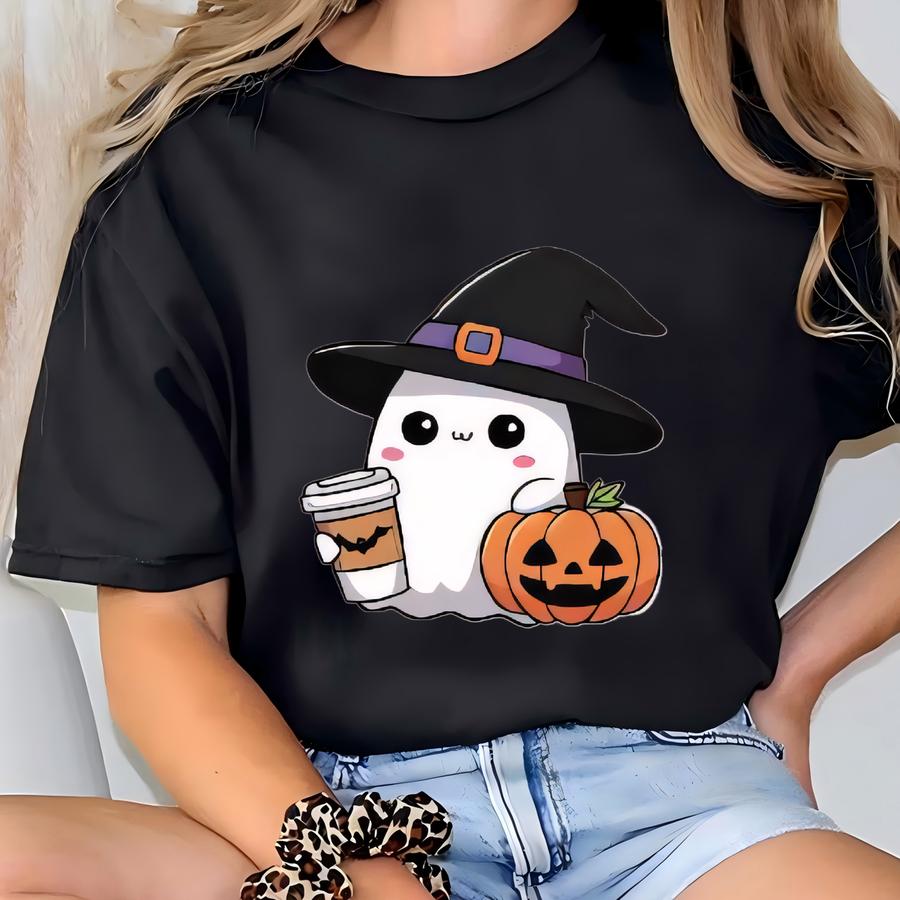 Cute Ghost Shirt, Fall Season Tee, Spooky Season Shirt, Funny Pumpkin Shirt, Ghost Coffee Shirt, Halloween Ghost Shirt T-shirt
