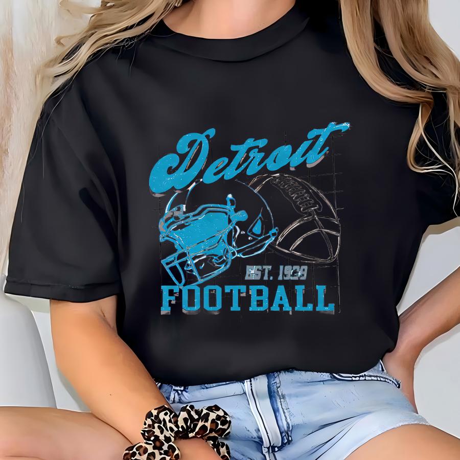 Detroit Football Shirt For Him, Vintage Detroit Sweatshirt, Detroit Football Retro Gift, Detroit Gift For Her, Detroit Football Crewneck T-shirt