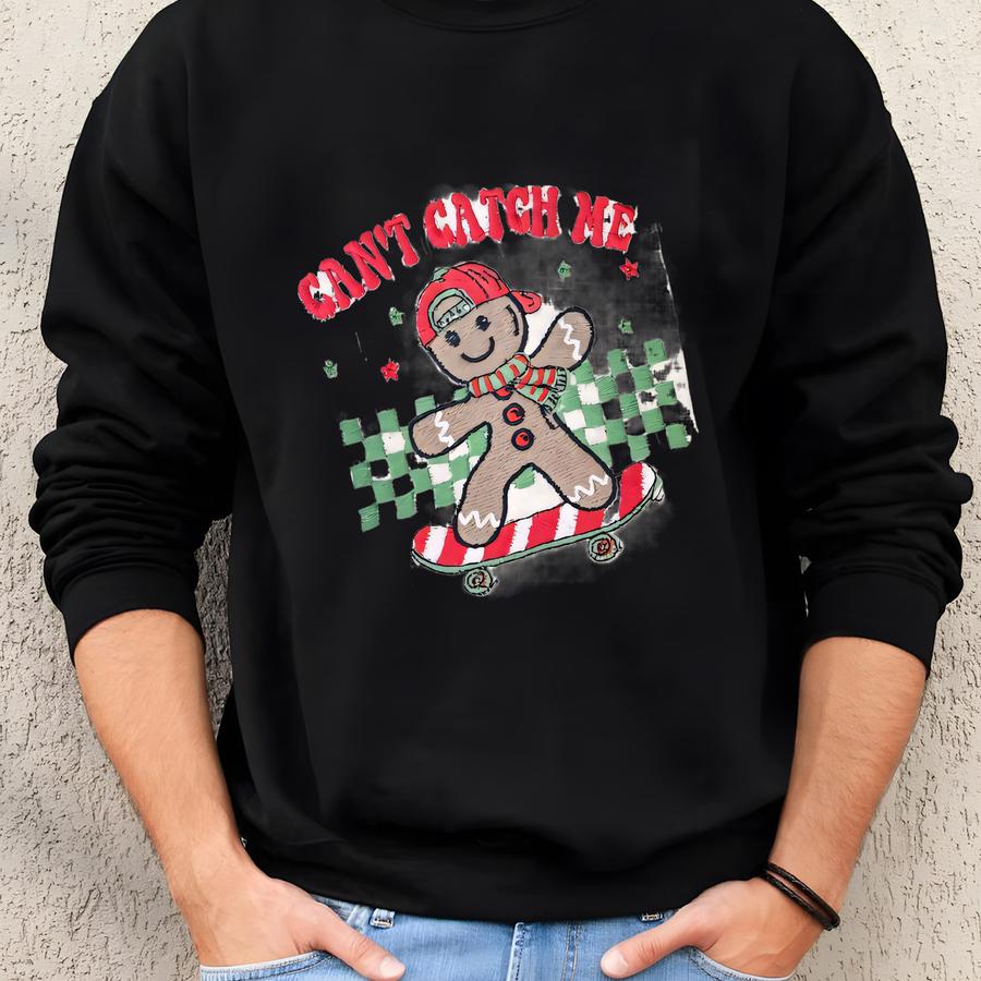 Gingerbread Man Sweatshirts-cant Catch Me-skateboarding Gingerbread Man-christmastoddler-personalized Kid Sweater Sweatshirt Gingerbread Man Sweatshirts-cant Catch Me-skateboarding Gingerbread Man-christmastoddler-personalized Kid Sweater Sweatshirt