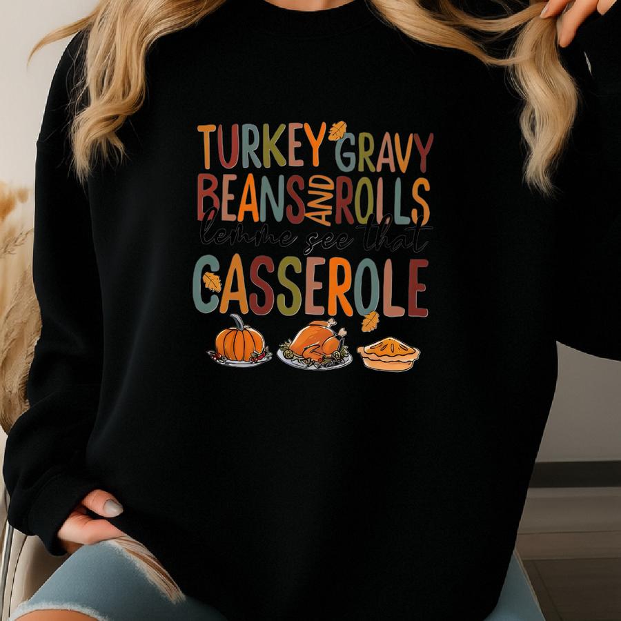 Turkey Gravy Beans And Rolls Let Me See That Casserole Baby Romper, Turkey Gravy Baby Outfit, Thanksgiving Baby Clothes, Halloween Baby Gift Sweatshirt