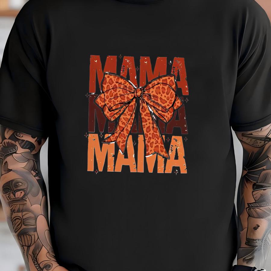 Coquette Mama Baby Outfit, Fall Pumpkin Baby Clothes, Autumn Coquette Baby Bodysuit, Fall Leopard Bow Baby Outfit, Halloween Baby Gift T-shirt