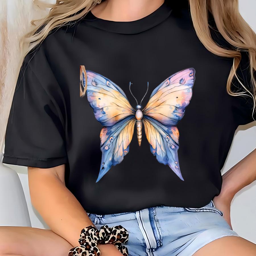 Watercolor Butterfly Sweatshirt, Butterfly Aesthetic, Cottagecore Design Sweater, Nature Butterfly Lover Gift, Butterfly Fairycore Shirt T-shirt