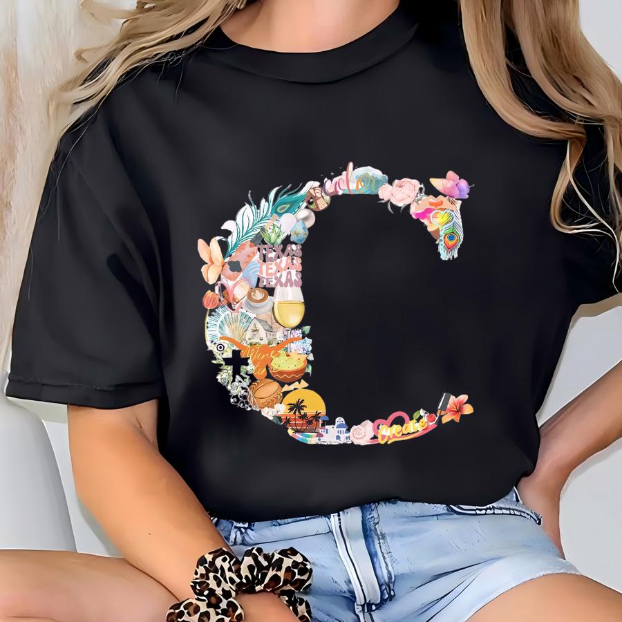 Custom All About Me Collage Art Dorm Room Decor For Teen Girls Dopamine Wall Art Personalized Initial Letter Print Monogram Digital Download T-shirt